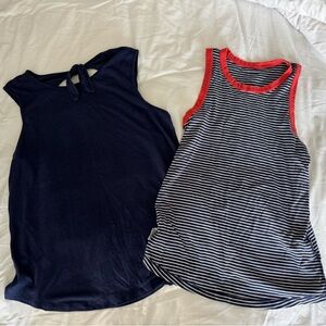 Old Navy Navy Blue and Blue Striped Tank Tops Medium Tall